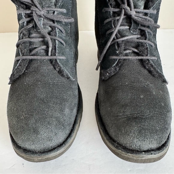 UGG Quincy Lace Up Shearling Boot Black Women's 8 - Picture 7 of 14